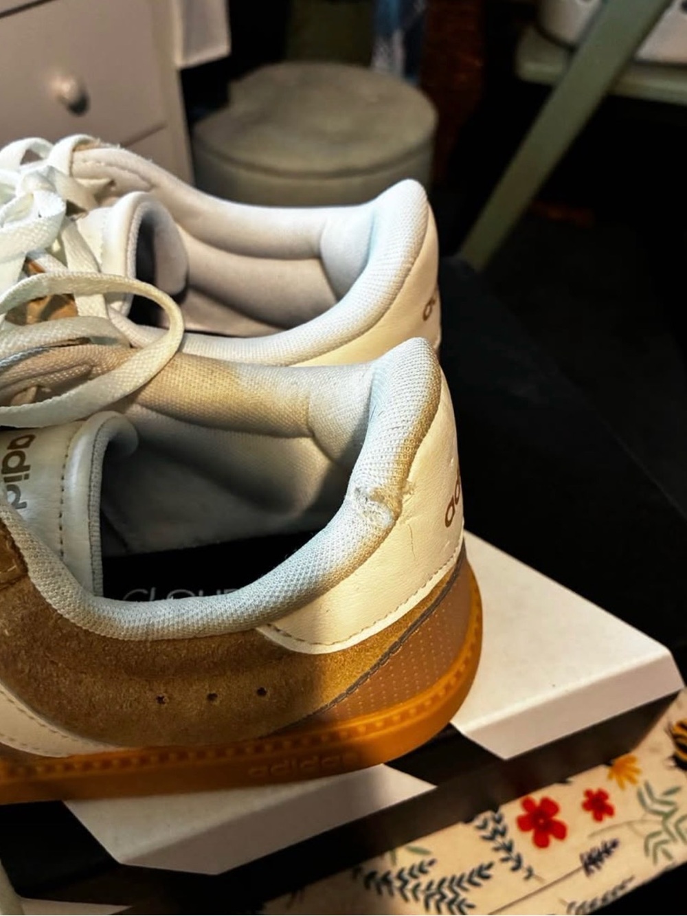 adidas Women’s Tan Suede Sneakers with White Stripes - Picture 8 of 8